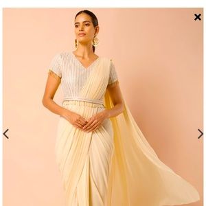 Ivory Embroidered Fringed Sari Tunic